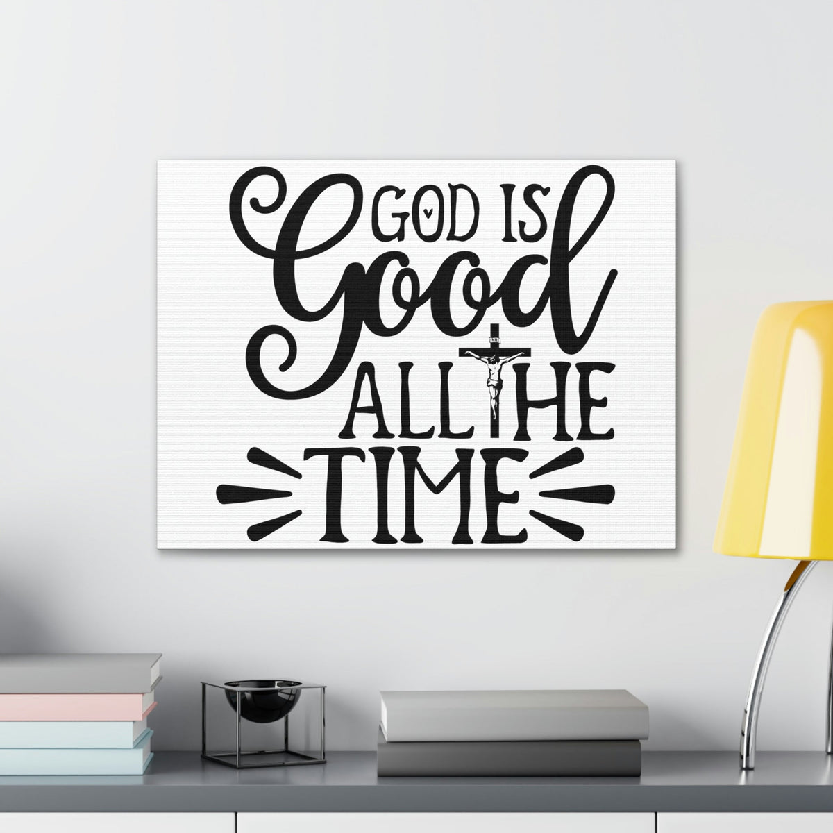 Scripture Walls God Is Good All The Time Psalm 34:8 Cross Christian Wall Art Print Ready to Hang Unframed-Express Your Love Gifts