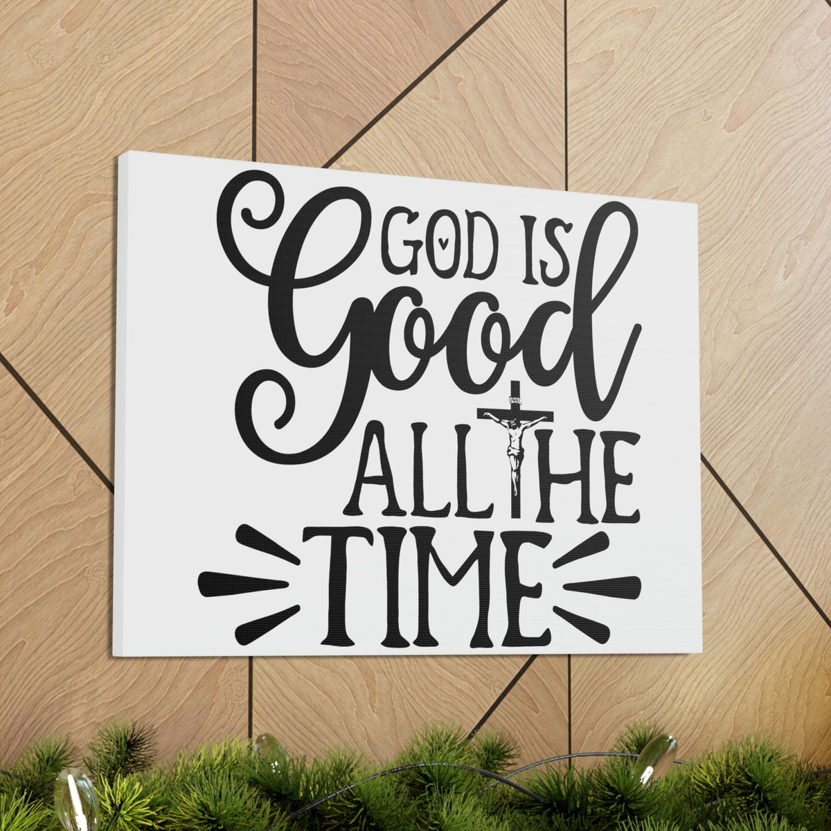 Scripture Walls God Is Good All The Time Psalm 34:8 Cross Christian Wall Art Print Ready to Hang Unframed-Express Your Love Gifts