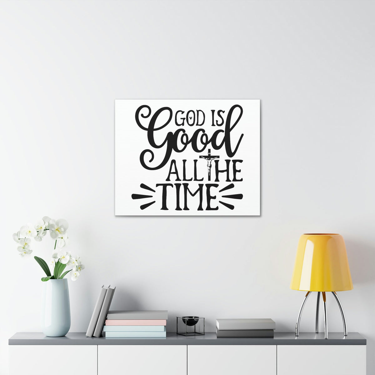 Scripture Walls God Is Good All The Time Psalm 34:8 Cross Christian Wall Art Print Ready to Hang Unframed-Express Your Love Gifts