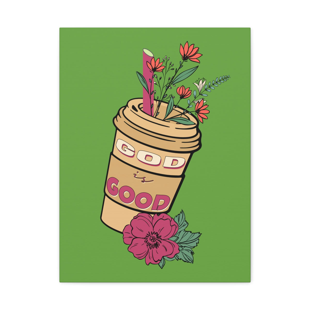 Scripture Walls God Is Good Psalm 100:5 Flower Cup Christian Wall Art Bible Verse Print Ready to Hang Unframed-Express Your Love Gifts