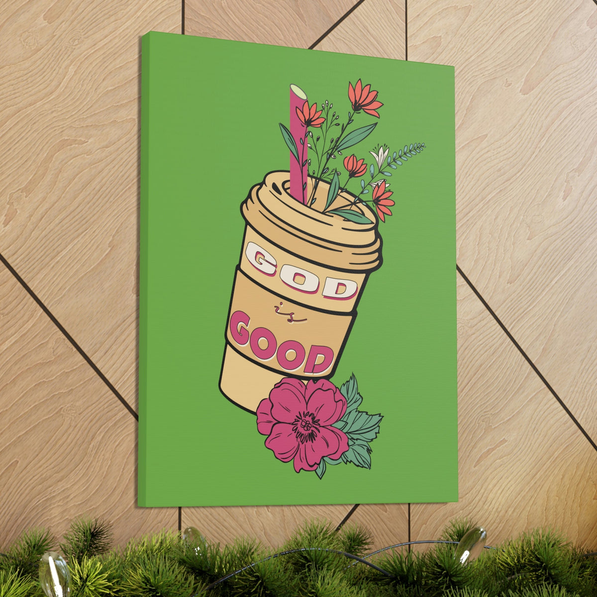 Scripture Walls God Is Good Psalm 100:5 Flower Cup Christian Wall Art Bible Verse Print Ready to Hang Unframed-Express Your Love Gifts