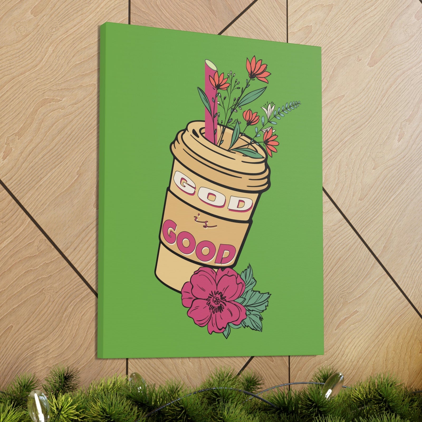 Scripture Walls God Is Good Psalm 100:5 Flower Cup Christian Wall Art Bible Verse Print Ready to Hang Unframed-Express Your Love Gifts