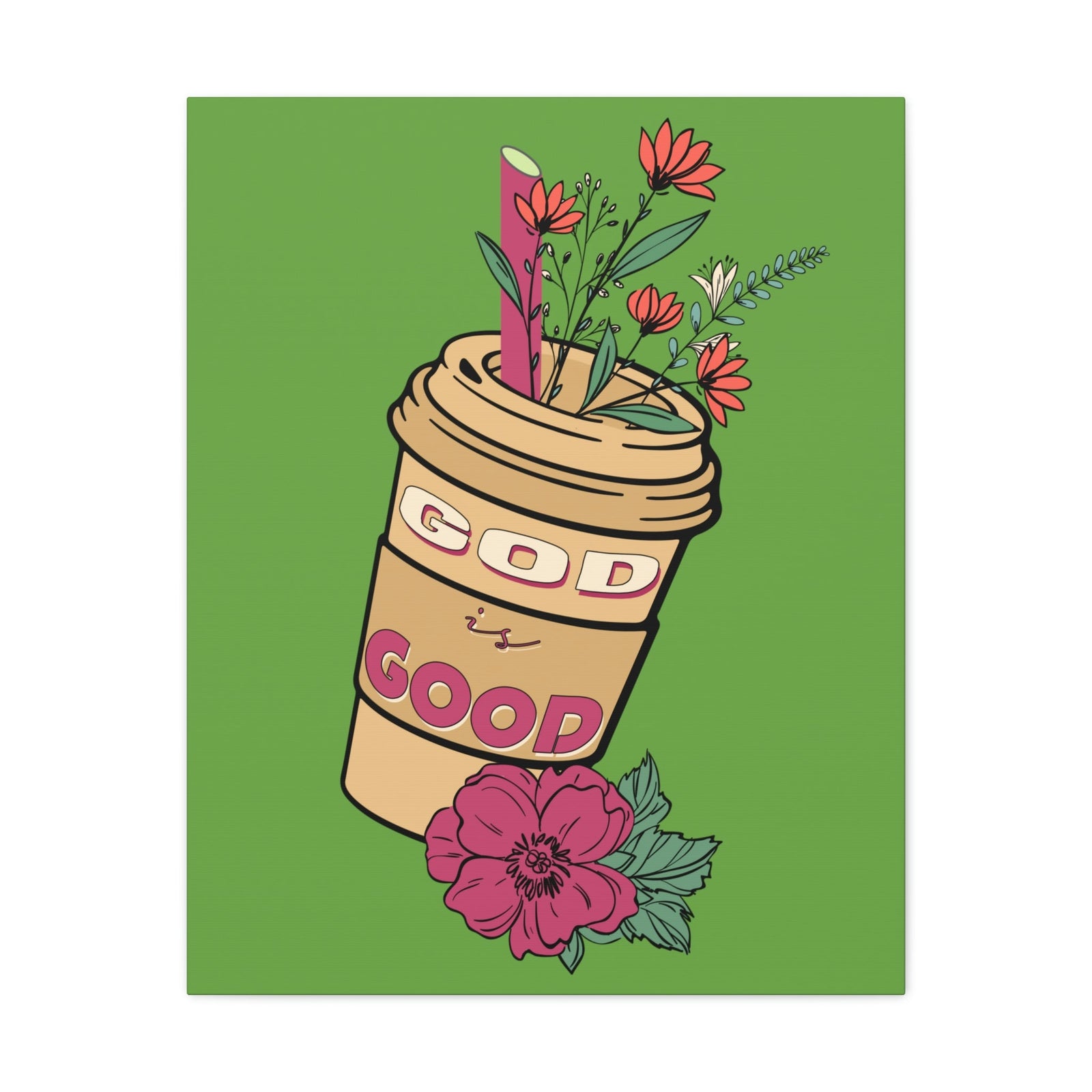 Scripture Walls God Is Good Psalm 100:5 Flower Cup Christian Wall Art Bible Verse Print Ready to Hang Unframed-Express Your Love Gifts