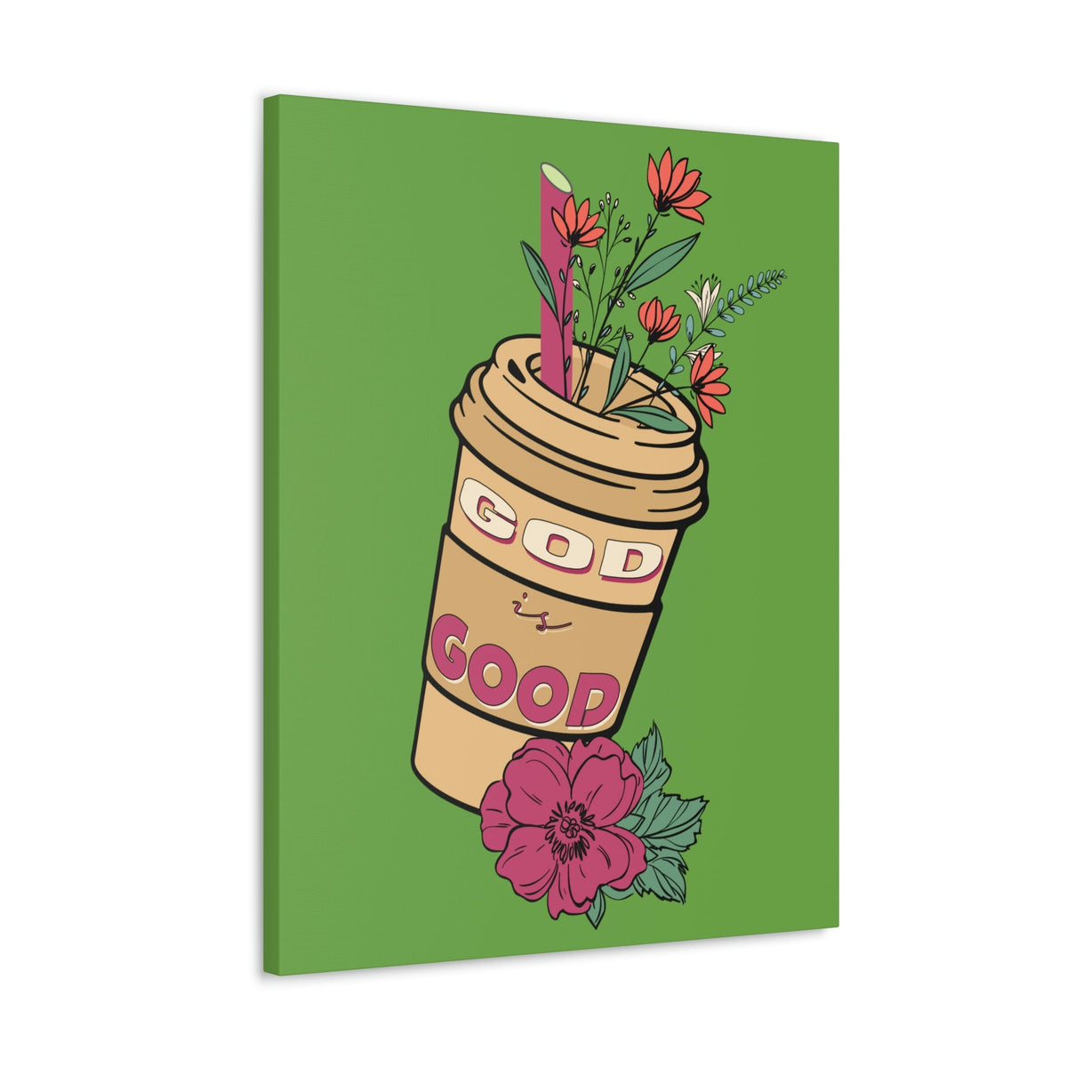 Scripture Walls God Is Good Psalm 100:5 Flower Cup Christian Wall Art Bible Verse Print Ready to Hang Unframed-Express Your Love Gifts