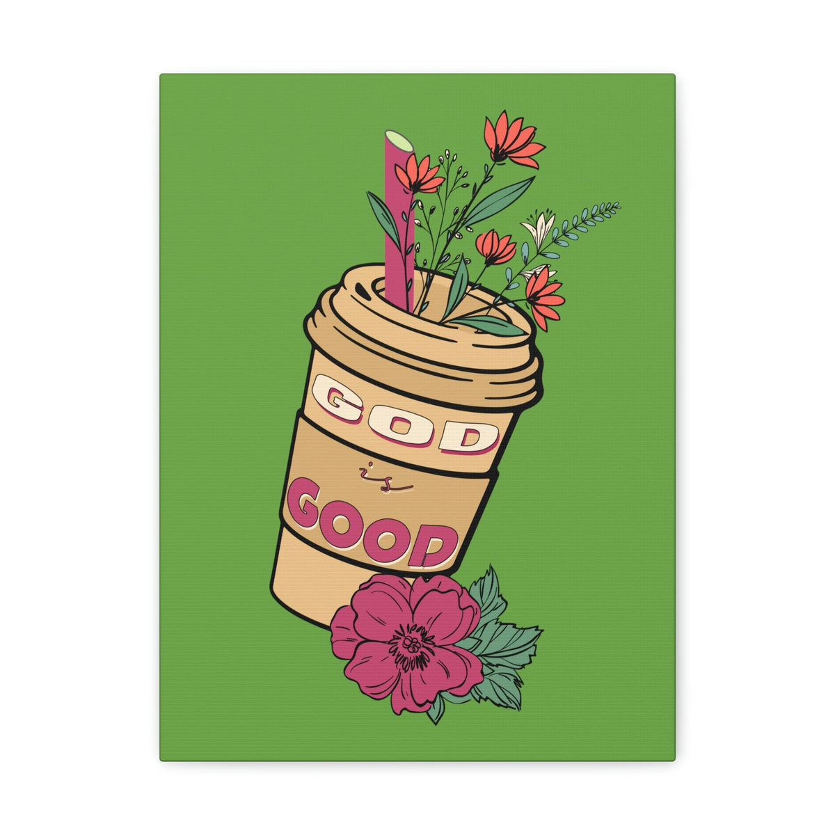 Scripture Walls God Is Good Psalm 100:5 Flower Cup Christian Wall Art Bible Verse Print Ready to Hang Unframed-Express Your Love Gifts