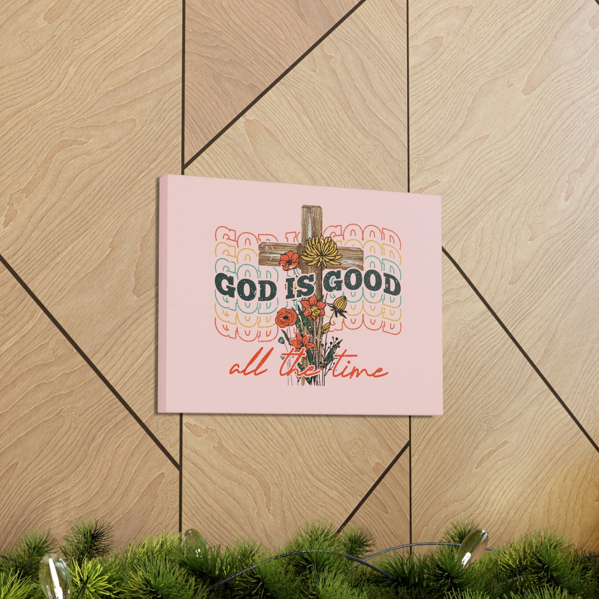 Scripture Walls God Is Good Psalm 100:5 Light Red Christian Wall Art Bible Verse Print Ready to Hang Unframed-Express Your Love Gifts
