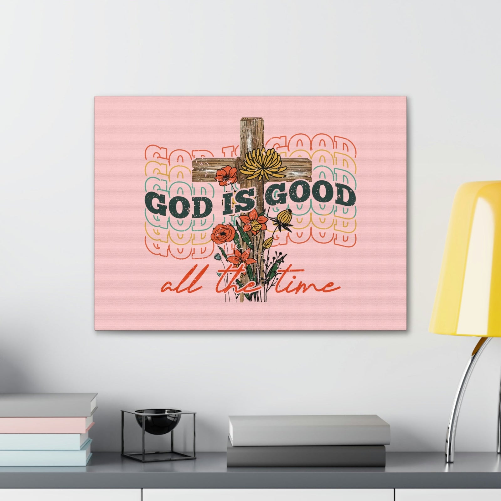 Scripture Walls God Is Good Psalm 100:5 Light Red Christian Wall Art Bible Verse Print Ready to Hang Unframed-Express Your Love Gifts