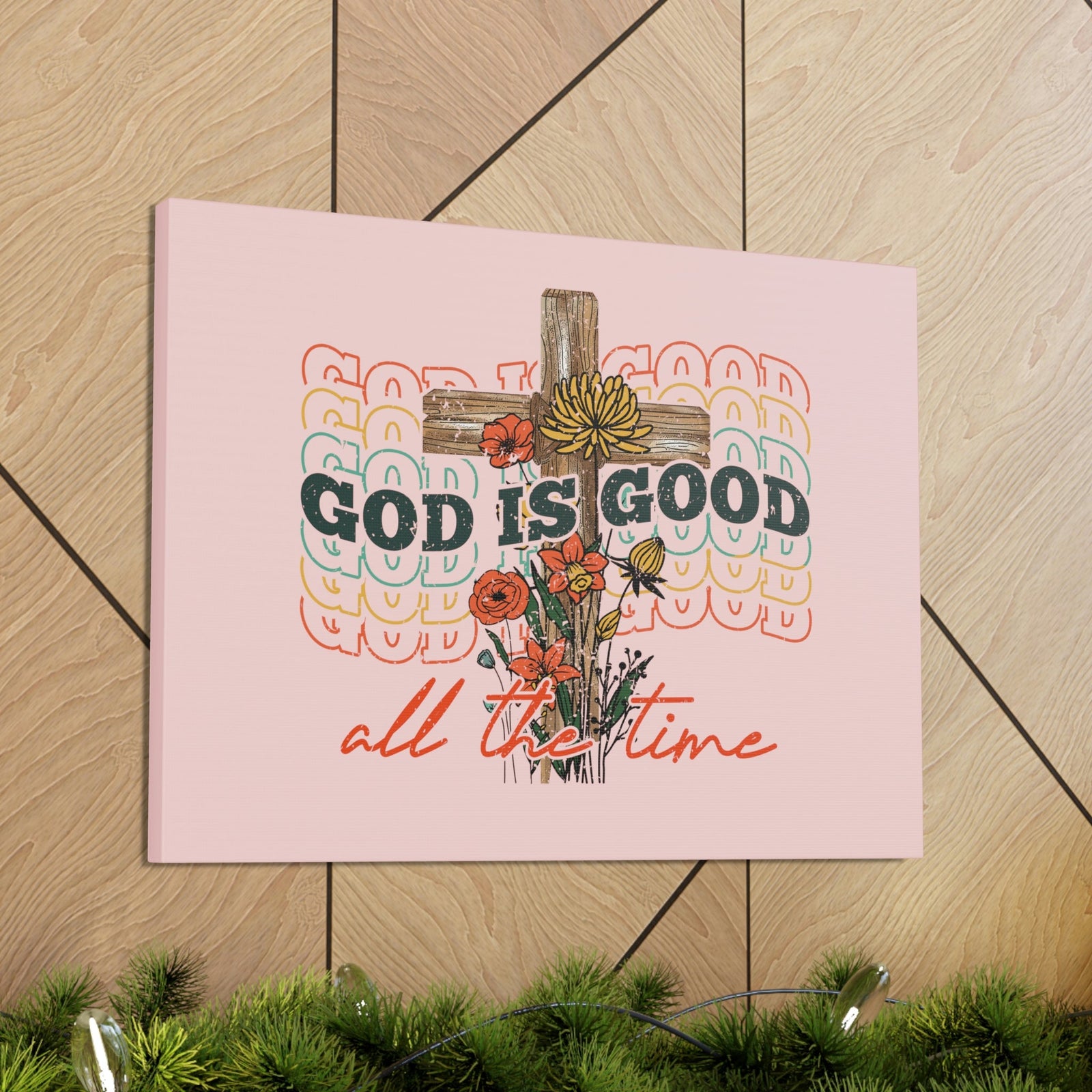 Scripture Walls God Is Good Psalm 100:5 Light Red Christian Wall Art Bible Verse Print Ready to Hang Unframed-Express Your Love Gifts