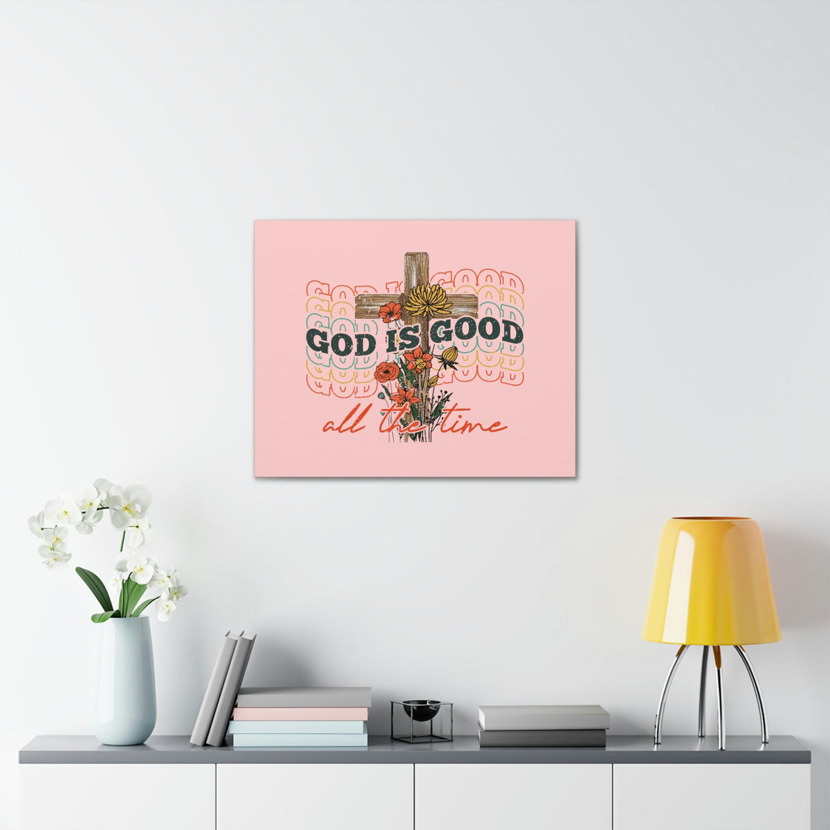 Scripture Walls God Is Good Psalm 100:5 Light Red Christian Wall Art Bible Verse Print Ready to Hang Unframed-Express Your Love Gifts