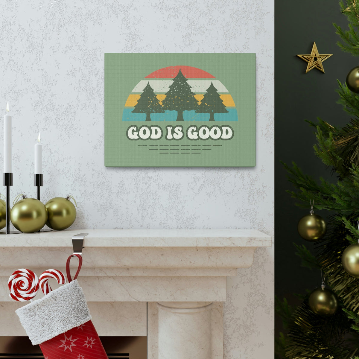 Scripture Walls God Is Good Psalm 100:5 Three Trees Christian Wall Art Bible Verse Print Ready to Hang Unframed-Express Your Love Gifts