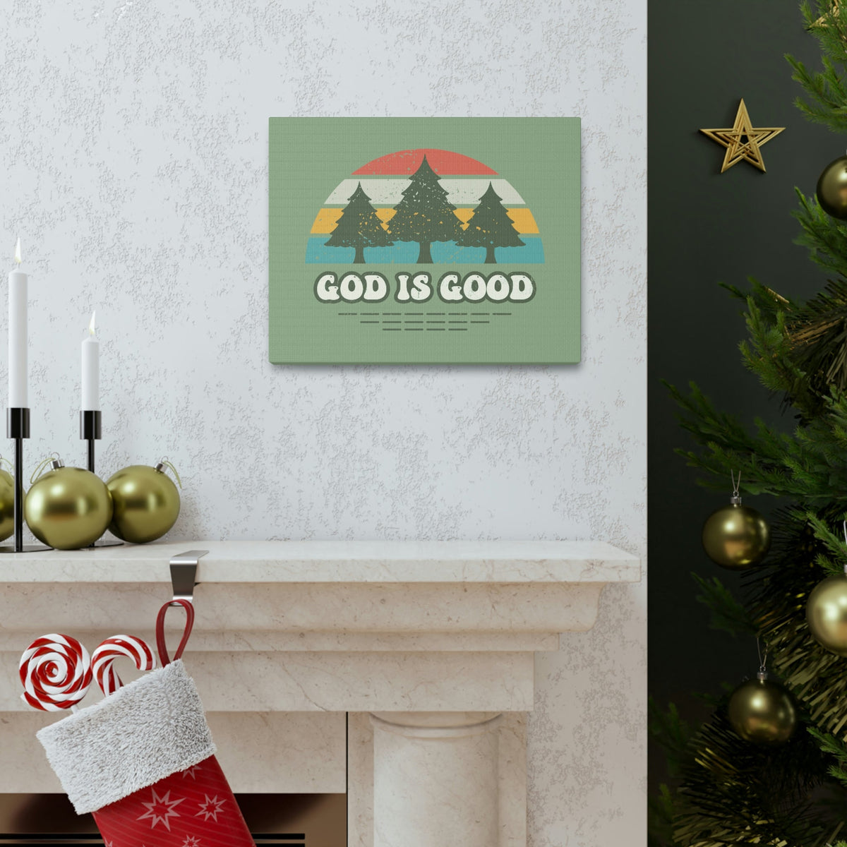 Scripture Walls God Is Good Psalm 100:5 Three Trees Christian Wall Art Bible Verse Print Ready to Hang Unframed-Express Your Love Gifts