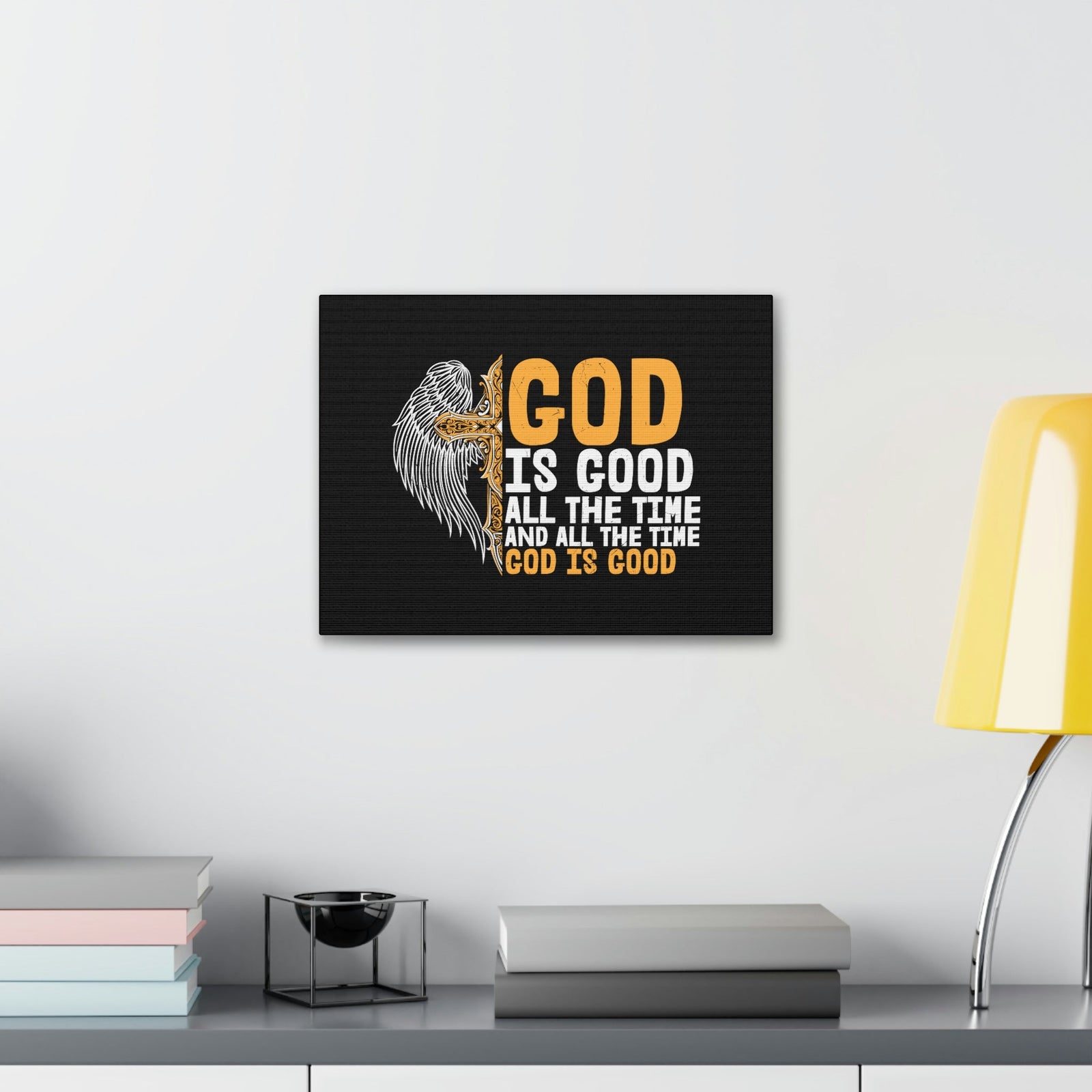 Scripture Walls God Is Good Psalm 103:8 Yellow Christian Wall Art Bible Verse Print Ready to Hang Unframed-Express Your Love Gifts