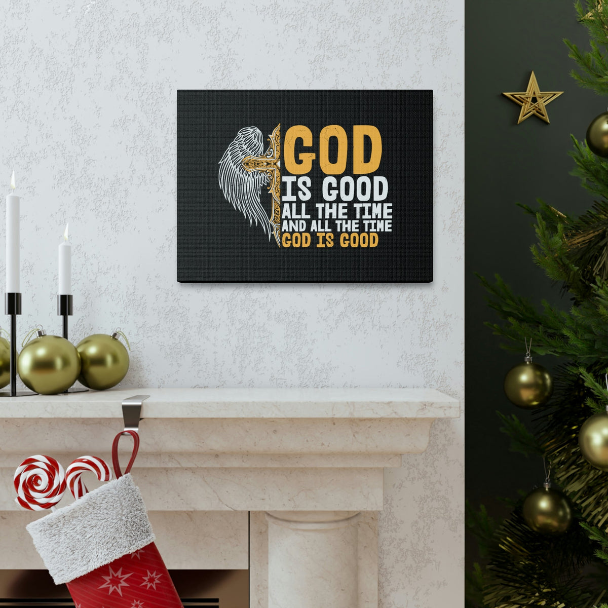 Scripture Walls God Is Good Psalm 103:8 Yellow Christian Wall Art Bible Verse Print Ready to Hang Unframed-Express Your Love Gifts