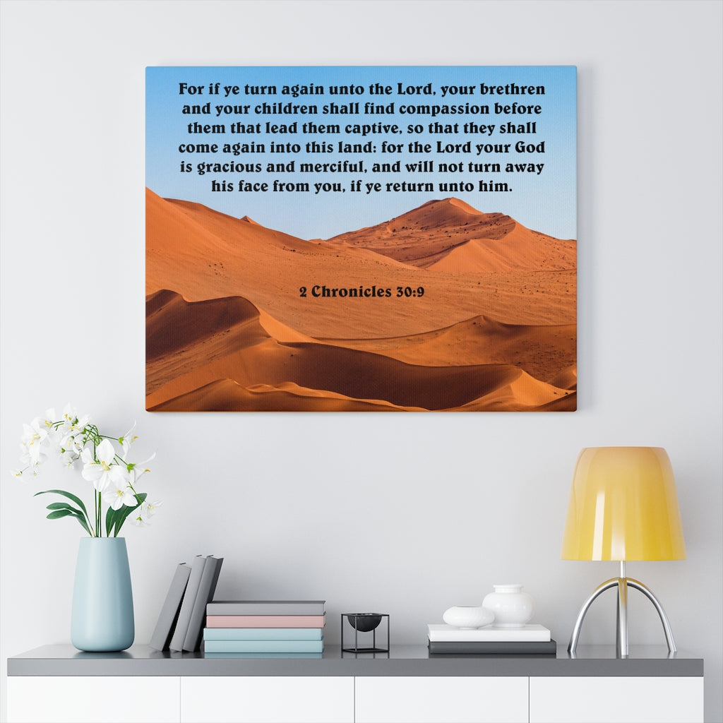 Scripture Walls God is Gracious and Merciful 2 Chronicles 30:9 Bible Verse Canvas Christian Wall Art Ready to Hang Unframed-Express Your Love Gifts