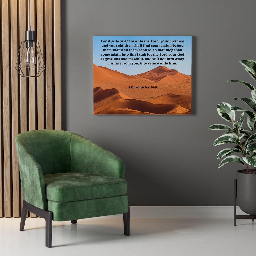 Scripture Walls God is Gracious and Merciful 2 Chronicles 30:9 Bible Verse Canvas Christian Wall Art Ready to Hang Unframed-Express Your Love Gifts