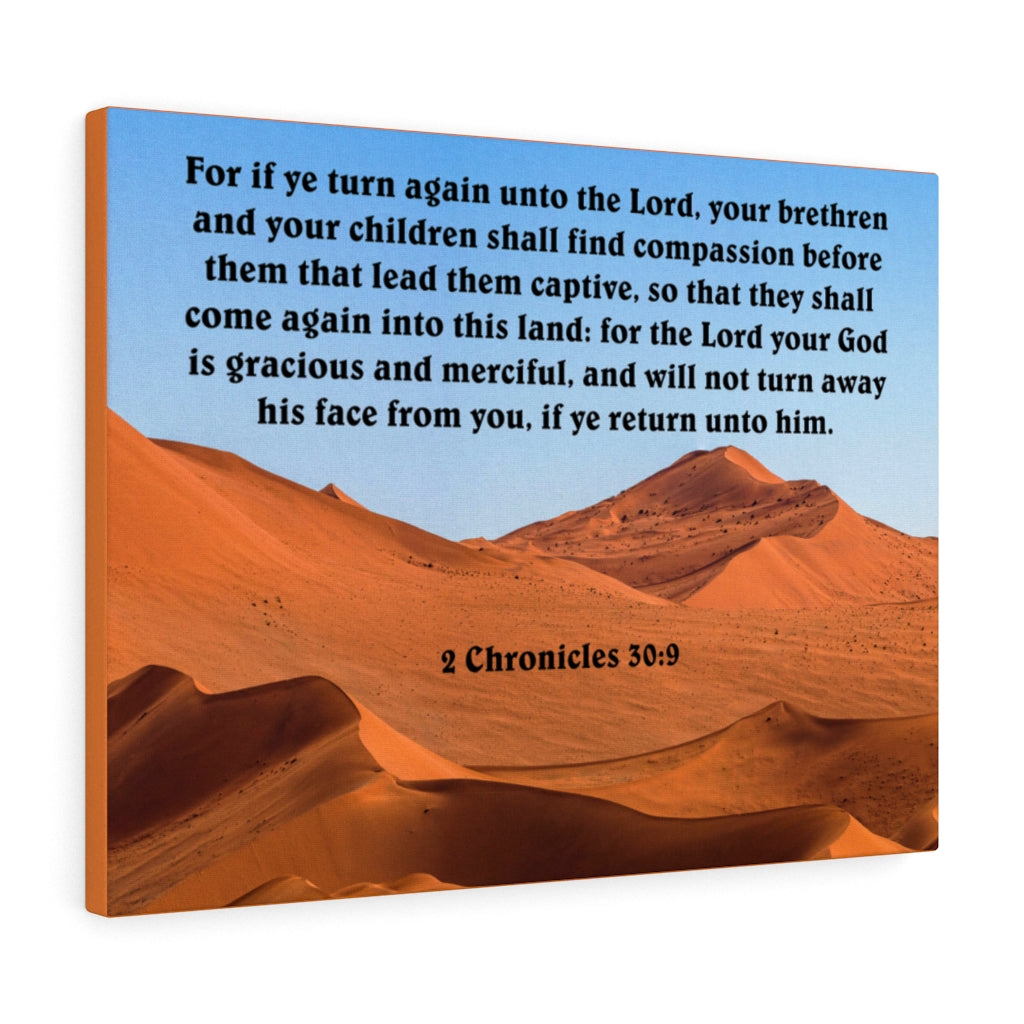 Scripture Walls God is Gracious and Merciful 2 Chronicles 30:9 Bible Verse Canvas Christian Wall Art Ready to Hang Unframed-Express Your Love Gifts