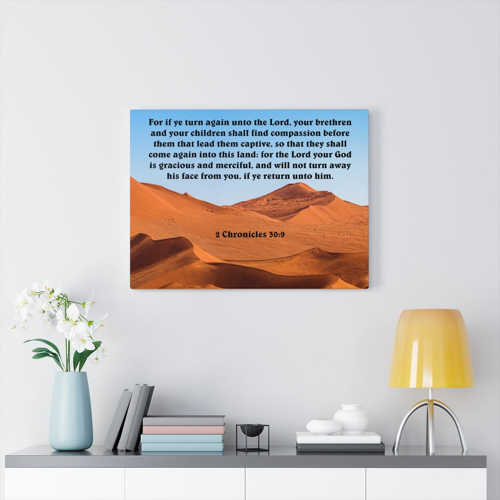 Scripture Walls God is Gracious and Merciful 2 Chronicles 30:9 Bible Verse Canvas Christian Wall Art Ready to Hang Unframed-Express Your Love Gifts
