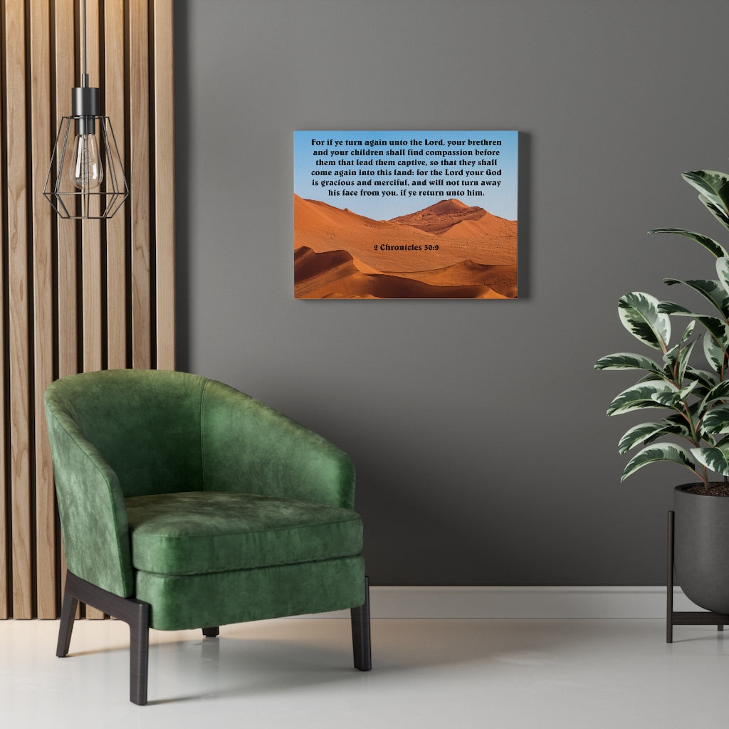 Scripture Walls God is Gracious and Merciful 2 Chronicles 30:9 Bible Verse Canvas Christian Wall Art Ready to Hang Unframed-Express Your Love Gifts