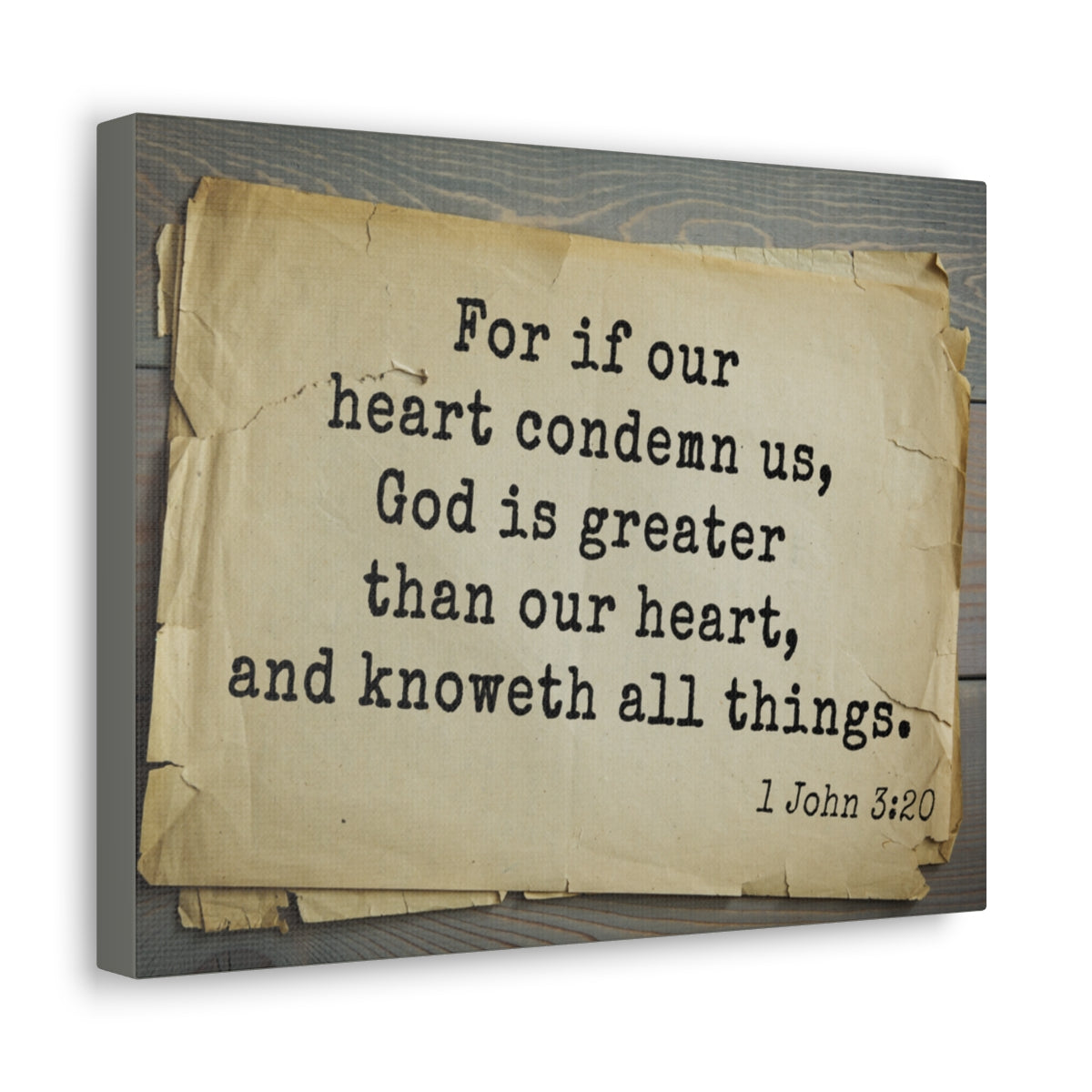 Scripture Walls God Is Greater 1 John 3:20 Bible Verse Canvas Christian Wall Art Bible Verse Print Ready To Hang Unframed-Express Your Love Gifts