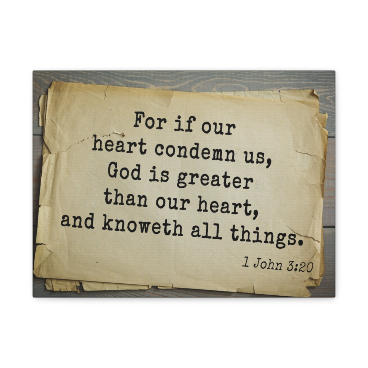 Scripture Walls God Is Greater 1 John 3:20 Bible Verse Canvas Christian Wall Art Bible Verse Print Ready To Hang Unframed-Express Your Love Gifts