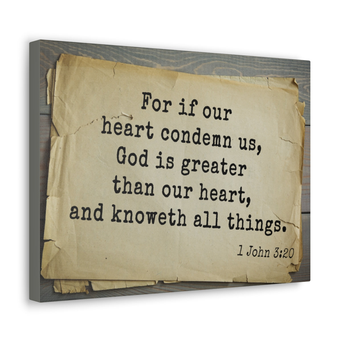 Scripture Walls God Is Greater 1 John 3:20 Bible Verse Canvas Christian Wall Art Bible Verse Print Ready To Hang Unframed-Express Your Love Gifts