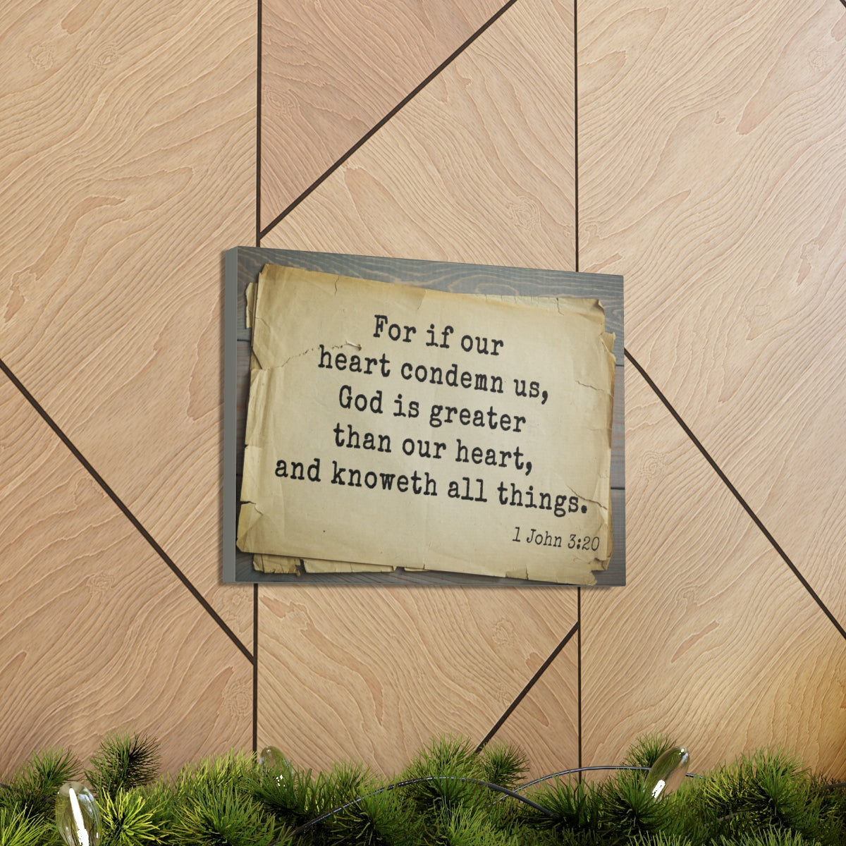 Scripture Walls God Is Greater 1 John 3:20 Bible Verse Canvas Christian Wall Art Bible Verse Print Ready To Hang Unframed-Express Your Love Gifts