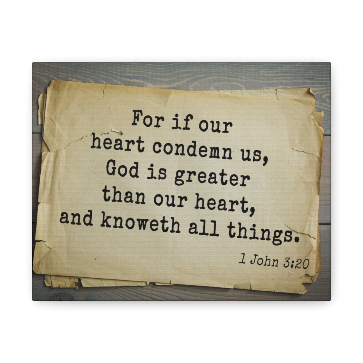 Scripture Walls God Is Greater 1 John 3:20 Bible Verse Canvas Christian Wall Art Bible Verse Print Ready To Hang Unframed-Express Your Love Gifts