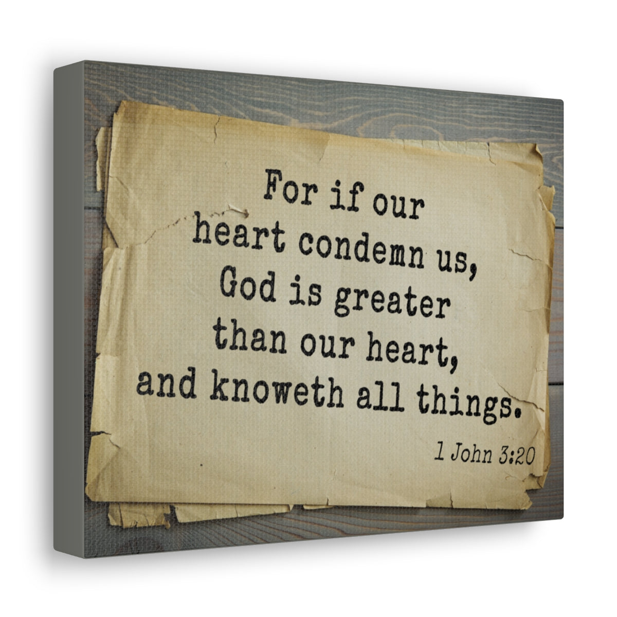 Scripture Walls God Is Greater 1 John 3:20 Bible Verse Canvas Christian Wall Art Bible Verse Print Ready To Hang Unframed-Express Your Love Gifts