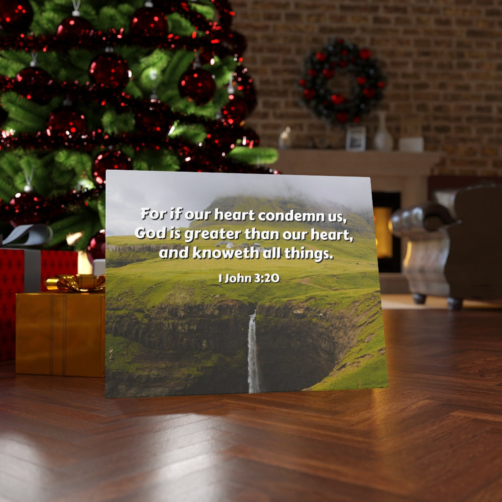 Scripture Walls God Is Greater 1 John 3:20 Bible Verse Canvas Christian Wall Art Ready to Hang Unframed-Express Your Love Gifts