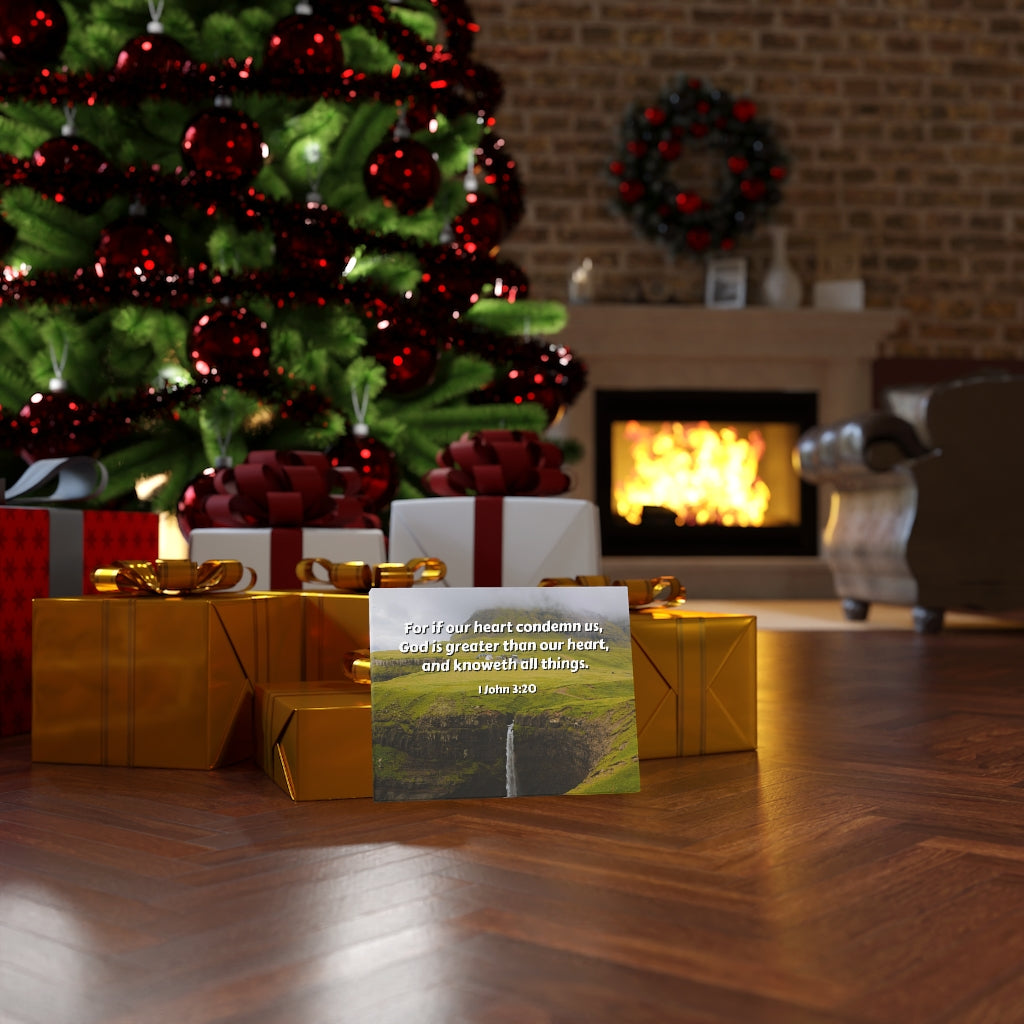 Scripture Walls God Is Greater 1 John 3:20 Bible Verse Canvas Christian Wall Art Ready to Hang Unframed-Express Your Love Gifts