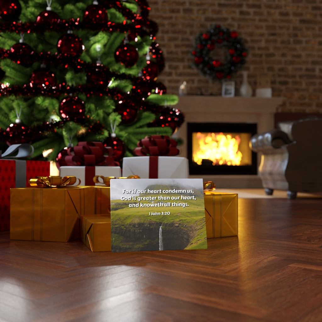 Scripture Walls God Is Greater 1 John 3:20 Bible Verse Canvas Christian Wall Art Ready to Hang Unframed-Express Your Love Gifts