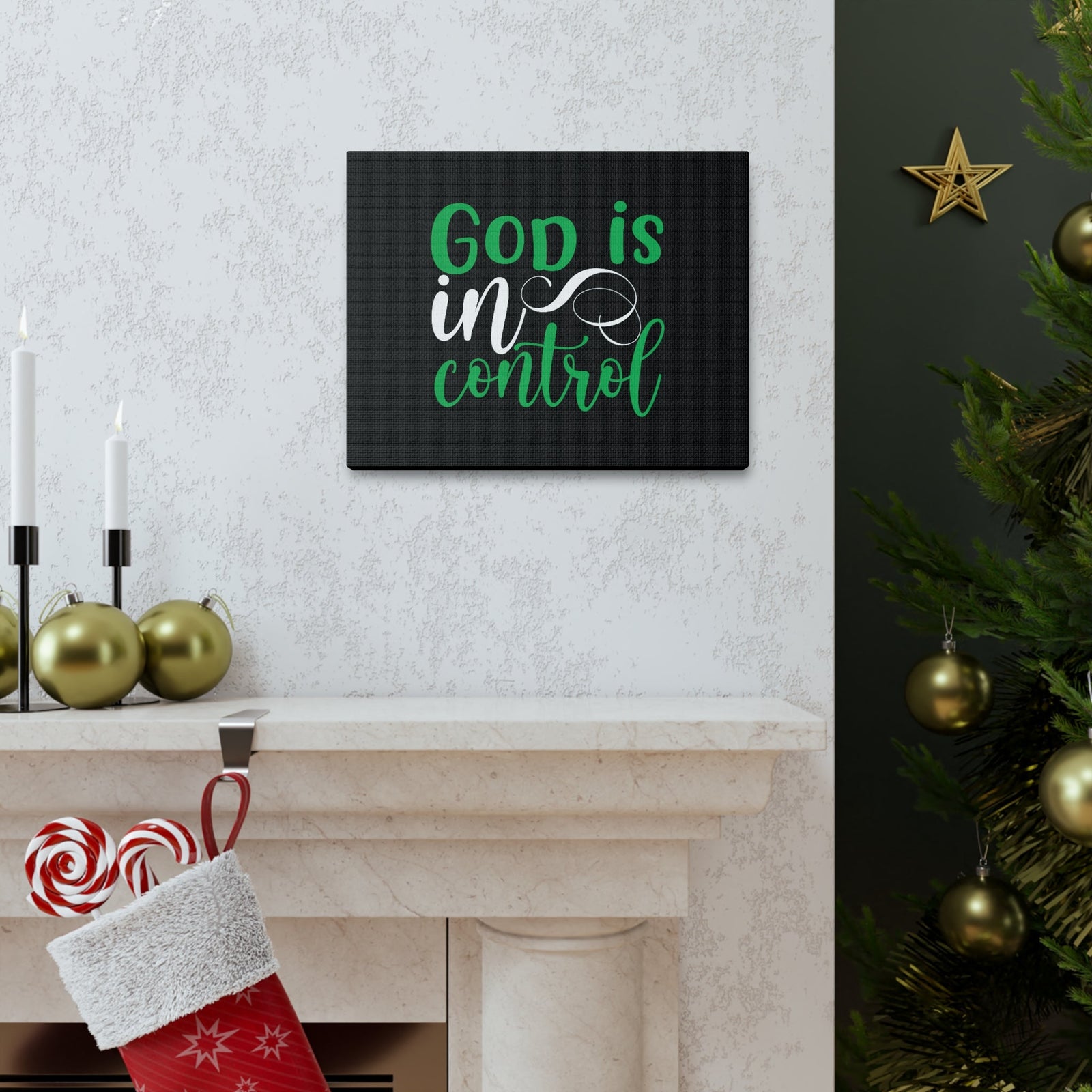 Scripture Walls God Is In Control Psalm 27:1 Green Christian Wall Art Bible Verse Print Ready to Hang Unframed-Express Your Love Gifts