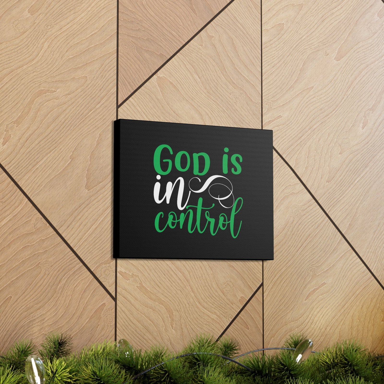 Scripture Walls God Is In Control Psalm 27:1 Green Christian Wall Art Bible Verse Print Ready to Hang Unframed-Express Your Love Gifts