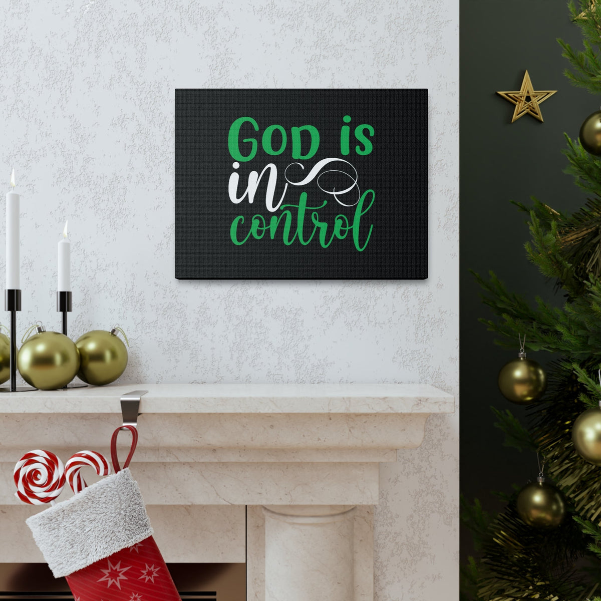 Scripture Walls God Is In Control Psalm 27:1 Green Christian Wall Art Bible Verse Print Ready to Hang Unframed-Express Your Love Gifts