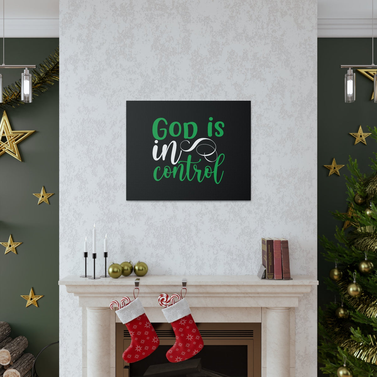 Scripture Walls God Is In Control Psalm 27:1 Green Christian Wall Art Bible Verse Print Ready to Hang Unframed-Express Your Love Gifts