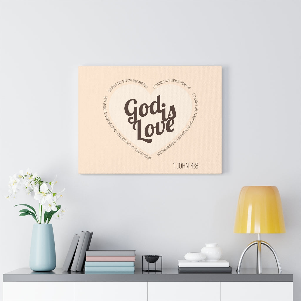 Scripture Walls God Is Love 1 John 4:8 Light Brown Bible Verse Canvas Christian Wall Art Ready to Hang Unframed-Express Your Love Gifts