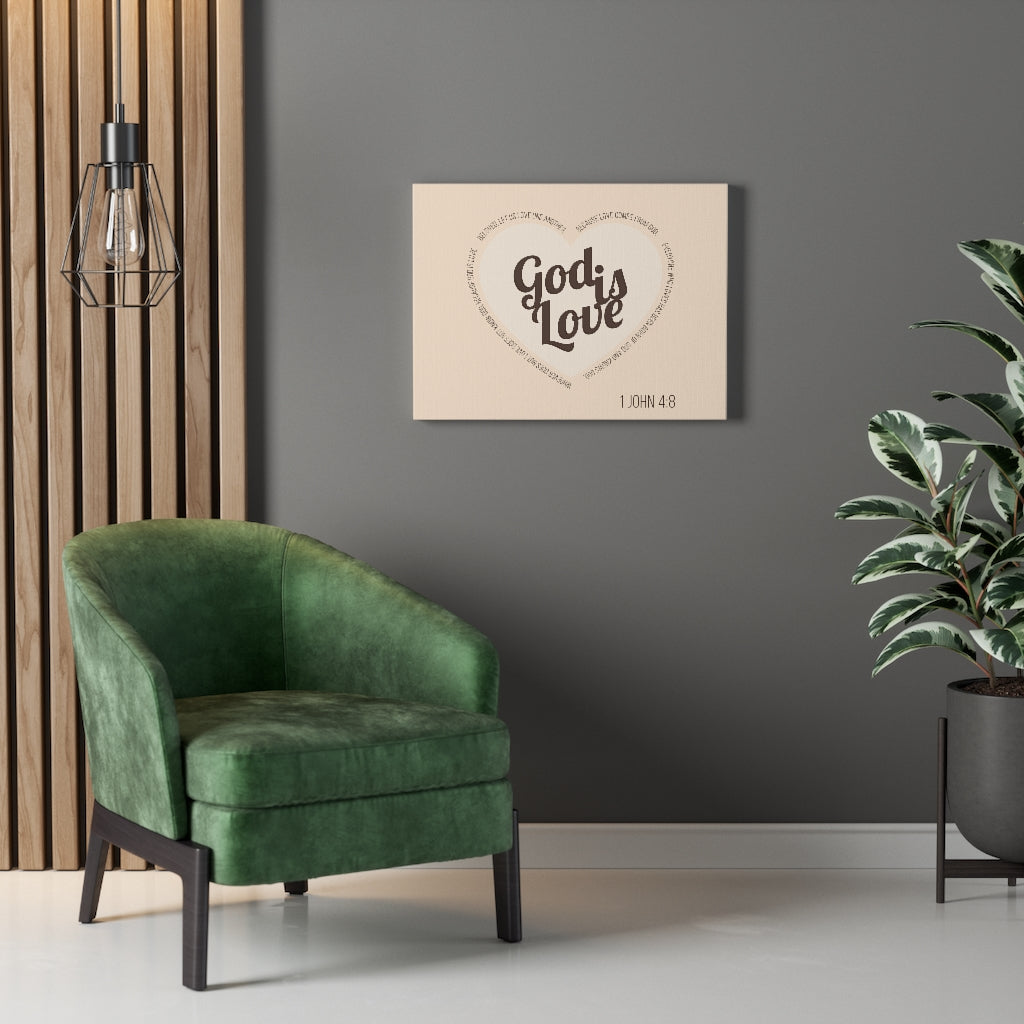 Scripture Walls God Is Love 1 John 4:8 Light Brown Bible Verse Canvas Christian Wall Art Ready to Hang Unframed-Express Your Love Gifts