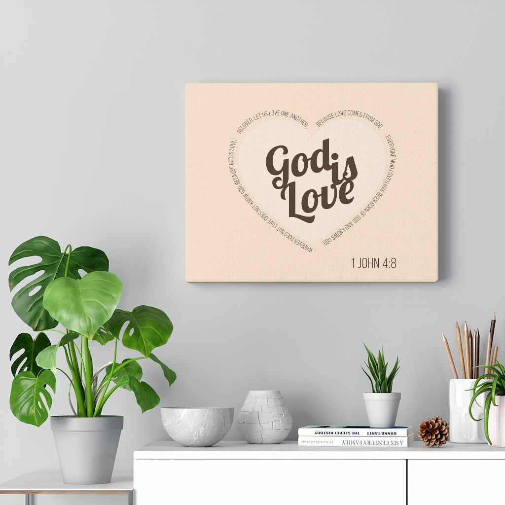 Scripture Walls God Is Love 1 John 4:8 Light Brown Bible Verse Canvas Christian Wall Art Ready to Hang Unframed-Express Your Love Gifts