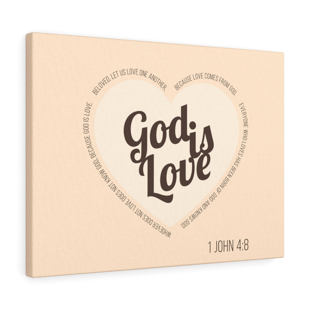 Scripture Walls God Is Love 1 John 4:8 Light Brown Bible Verse Canvas Christian Wall Art Ready to Hang Unframed-Express Your Love Gifts