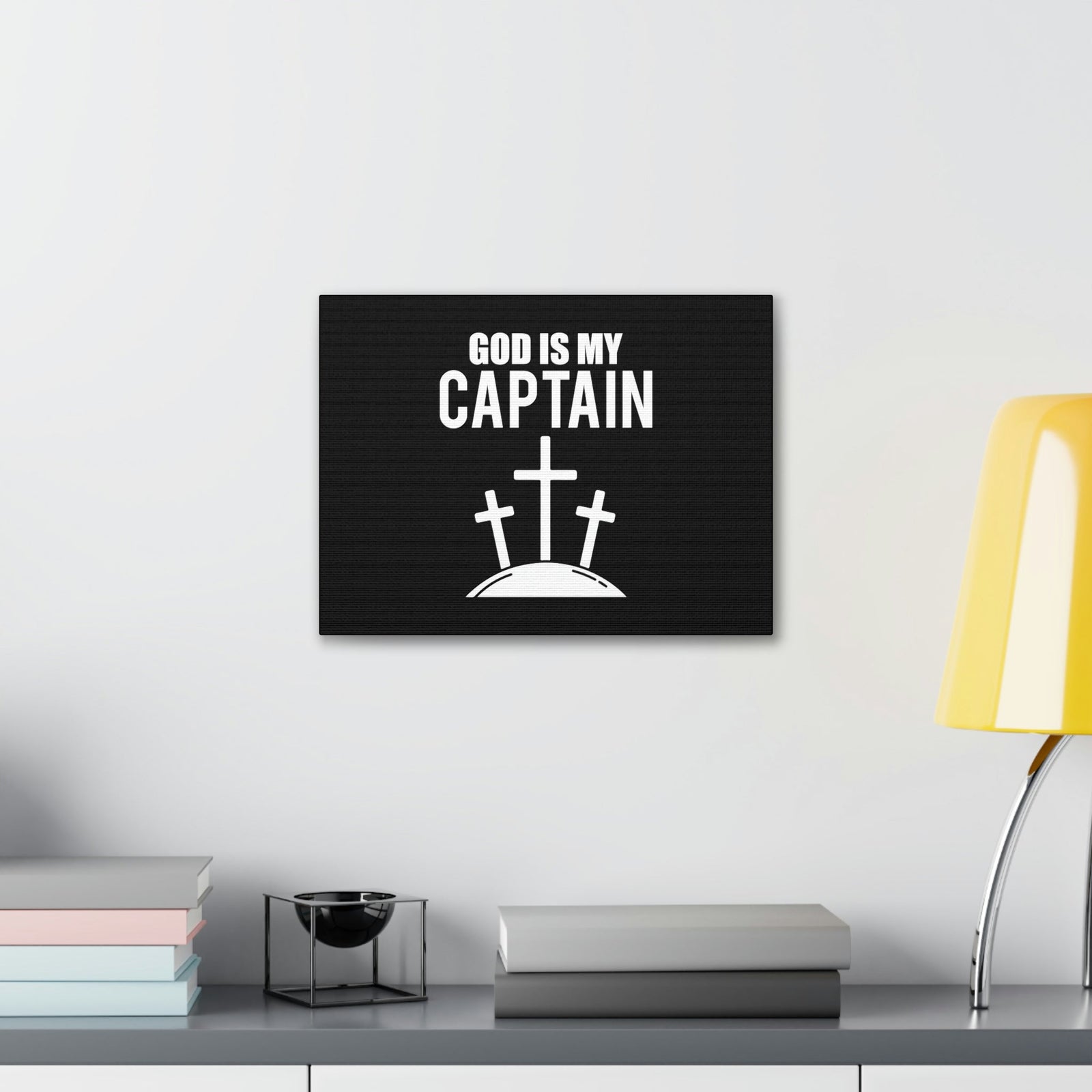 Scripture Walls God Is My Captain Hebrews 12:2 Three Cross Christian Wall Art Bible Verse Print Ready to Hang Unframed-Express Your Love Gifts
