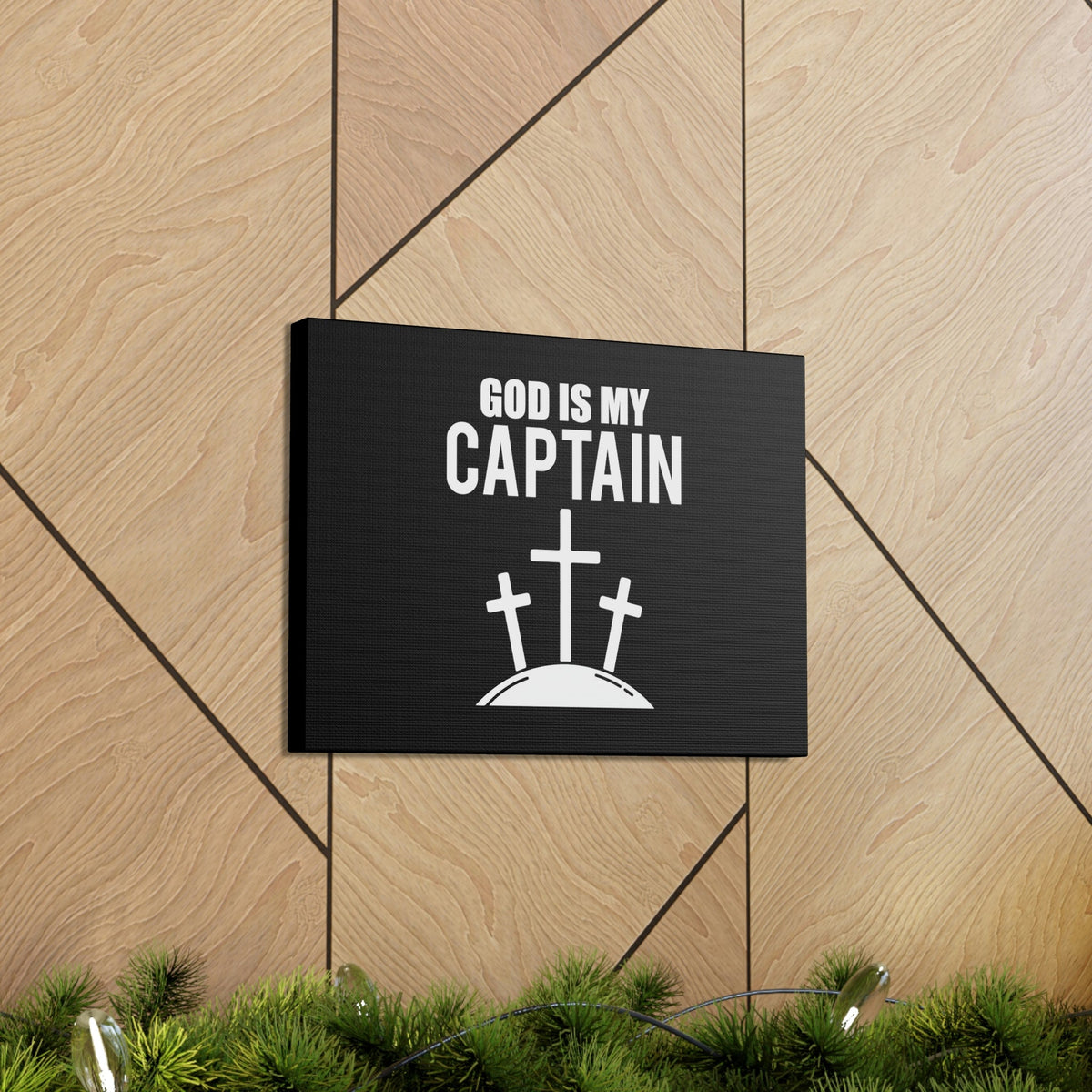 Scripture Walls God Is My Captain Hebrews 12:2 Three Cross Christian Wall Art Bible Verse Print Ready to Hang Unframed-Express Your Love Gifts