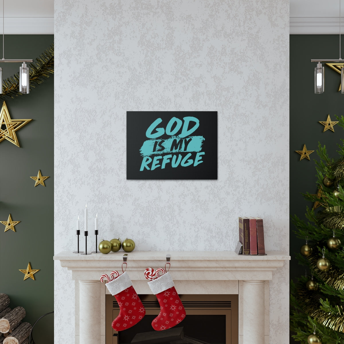 Scripture Walls God Is My Refuge Psalm 46:1 Christian Wall Art Print Ready to Hang Unframed-Express Your Love Gifts