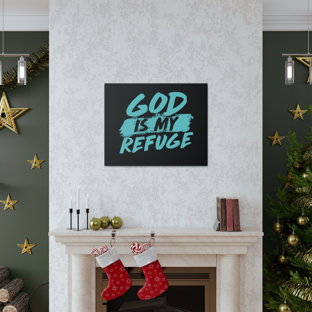 Scripture Walls God Is My Refuge Psalm 46:1 Christian Wall Art Print Ready to Hang Unframed-Express Your Love Gifts