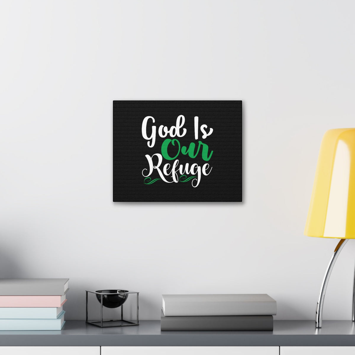 Scripture Walls God Is Our Refuge Psalm 46:1 Green Christian Wall Art Bible Verse Print Ready to Hang Unframed-Express Your Love Gifts