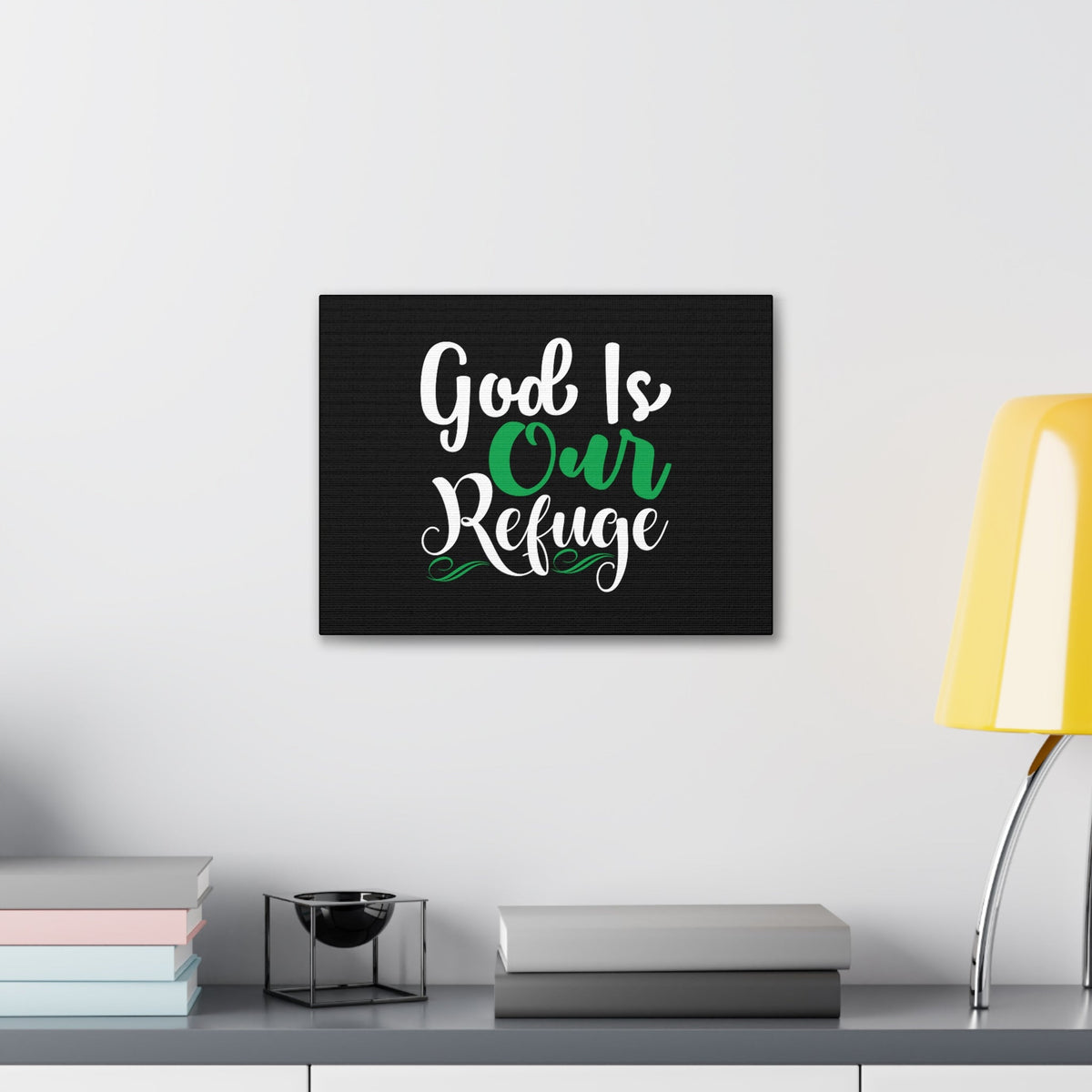 Scripture Walls God Is Our Refuge Psalm 46:1 Green Christian Wall Art Bible Verse Print Ready to Hang Unframed-Express Your Love Gifts
