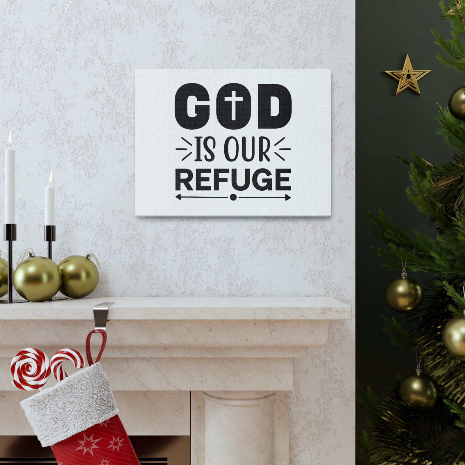 Scripture Walls God Is Our Refuge Psalm 46:1 Christian Wall Art Bible Verse Print Ready to Hang Unframed-Express Your Love Gifts