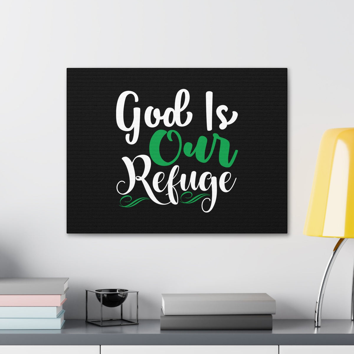 Scripture Walls God Is Our Refuge Psalm 46:1 Green Christian Wall Art Bible Verse Print Ready to Hang Unframed-Express Your Love Gifts
