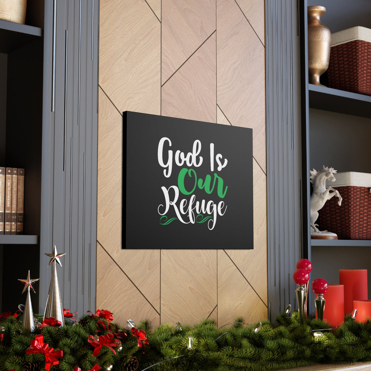 Scripture Walls God Is Our Refuge Psalm 46:1 Green Christian Wall Art Bible Verse Print Ready to Hang Unframed-Express Your Love Gifts