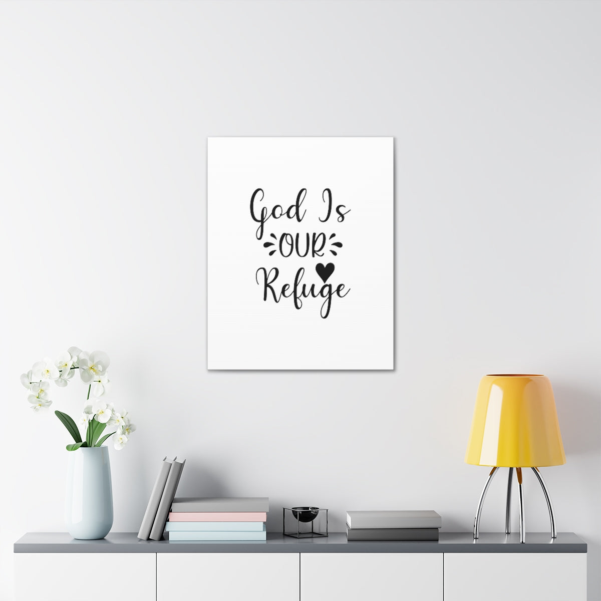 Scripture Walls God Is Our Refuge Psalm 46:1 Heart Christian Wall Art Bible Verse Print Ready to Hang Unframed-Express Your Love Gifts