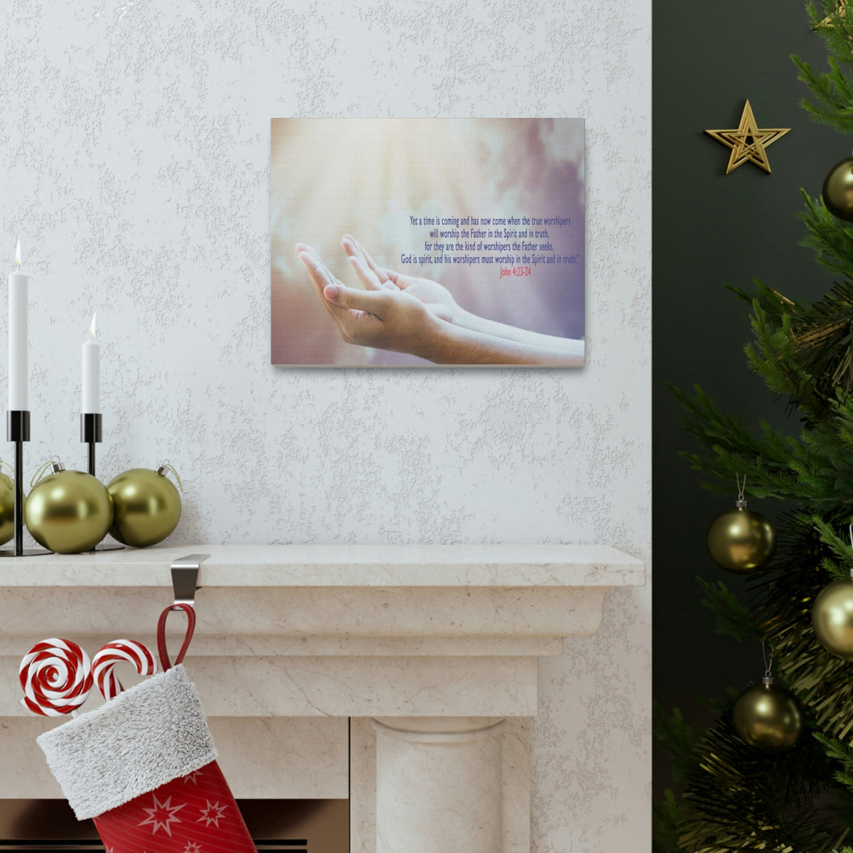 Scripture Walls God Is Spirit John 4:24 Bible Verse Canvas Christian Wall Art Bible Verse Print Ready To Hang Unframed-Express Your Love Gifts